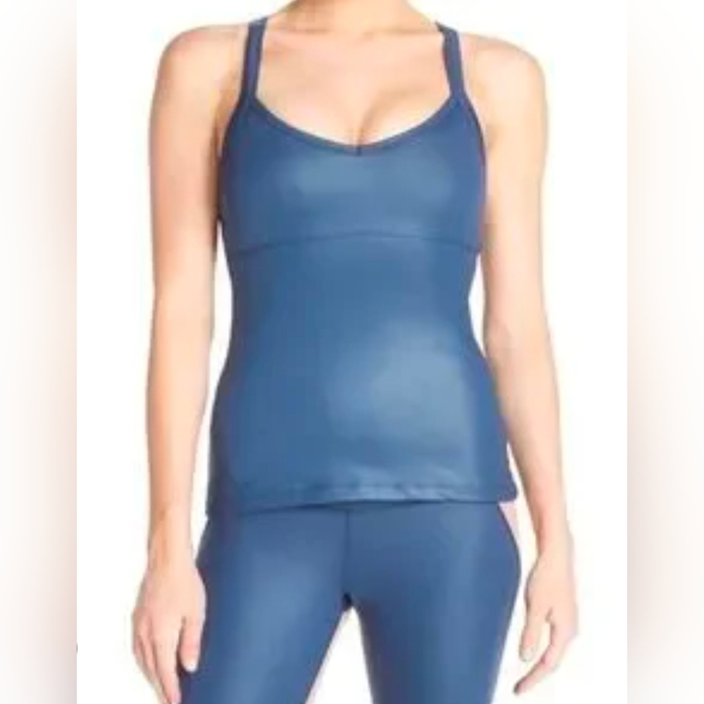 Alo Yoga Reflection Glossy Blue Tank Top Size Small S